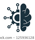 Gear and brain connecting, representing artificial intelligence and machine learning 125936128