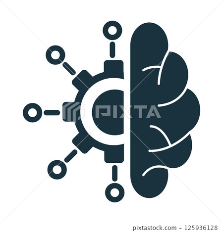 Gear and brain connecting, representing artificial intelligence and machine learning Gear and brain connecting, representing artificial intelligence and machine learning 125936128