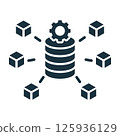 Data processing system managing multiple data blocks with gear icon 125936129