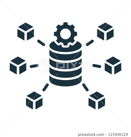 Data processing system managing multiple data blocks with gear icon 125936129