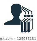 Silhouette of person learning and absorbing knowledge from books 125936131