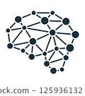 Brain interconnected nodes representing machine learning and artificial intelligence 125936132