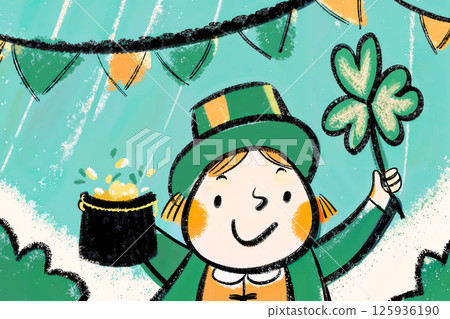 A Cheerful Leprechaun Joyfully Celebrating St. Patricks Day with his colorful friends A Cheerful Leprechaun Joyfully Celebrating St. Patricks Day with his colorful friends 125936190