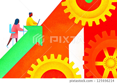 Business Growth and Collaboration, Enhanced by Strategically Utilizing Gears and Arrows 125936214