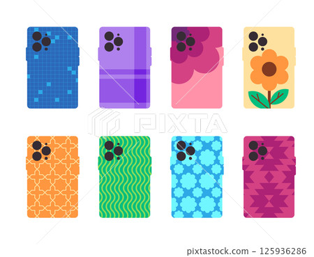 Phone case set collection bright colorful back view cellphone smartphone cover 125936286