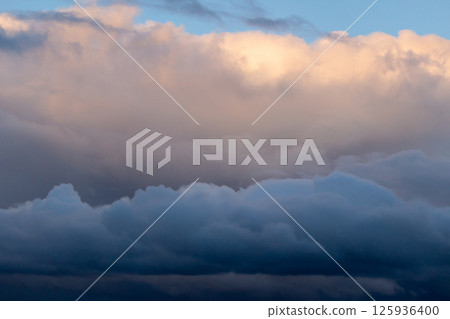 Sky with Stormy Dark Dramatic Clouds. Abstract Texture Background 125936400