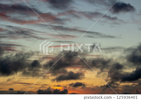 Sky with Colorful Pink Golden and Clouds at Twilight. Abstract Texture Background 125936401