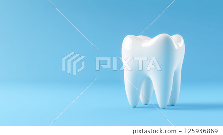 White healthy tooth on blue background 125936869