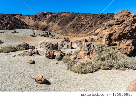 Lava Fields, Pumice Volcano Stones Texture, Volcanic Pumice Pattern, Pieces of Lava, Basalt Extrusive Igneous Rock 125936993