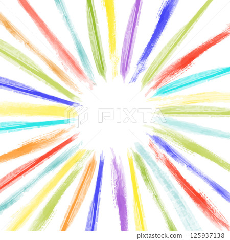 Colorful paintbrush strokes radiating from center, creative burst concept with copy space 125937138