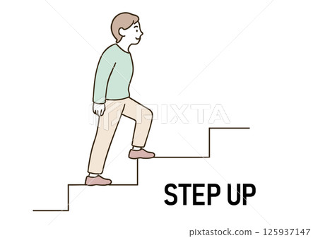 Illustration of a young man stepping up 125937147