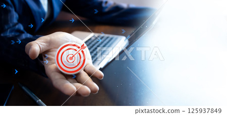 The concept shows that the business achieves its goals with dark images. Goals and objectives are the concept. The concept shows that the business achieves its goals with dark images. Goals and objectives are the concept. 125937849