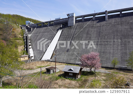 Asari Dam in Spring (Concrete Gravity Dam) 125937911