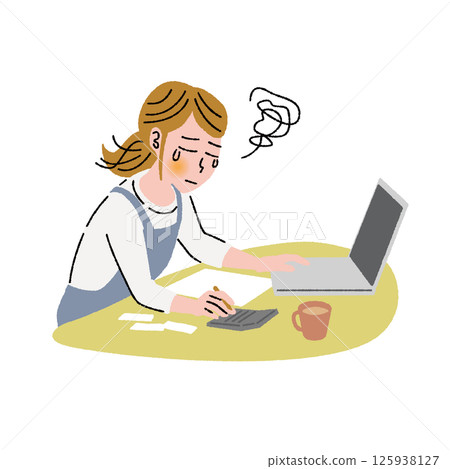 A housewife keeps a household account book A housewife keeps a household account book 125938127