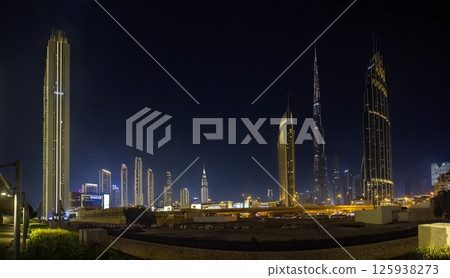 Night view of Dubai downtown skyline Night view of Dubai downtown skyline 125938273