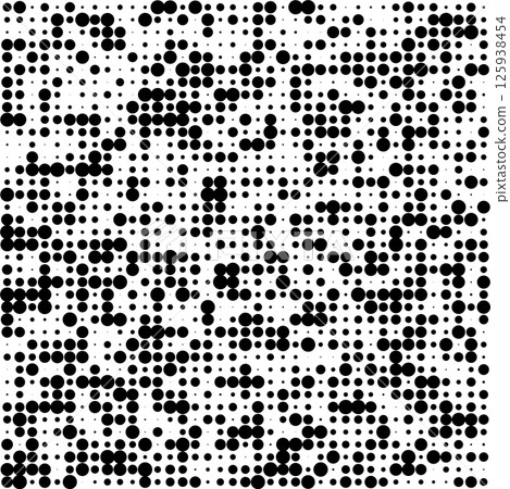 Monochrome dotted halftone backdrop. Abstract black circle 125938454