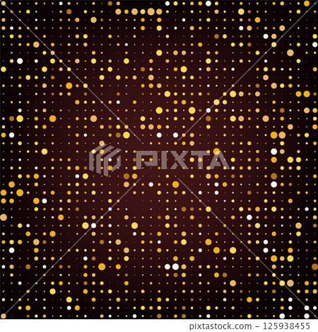 Golden halftone disco dots pattern. Abstract festive background. 125938455