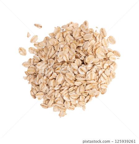 dry rolled oatmeal isolated dry rolled oatmeal isolated 125939261