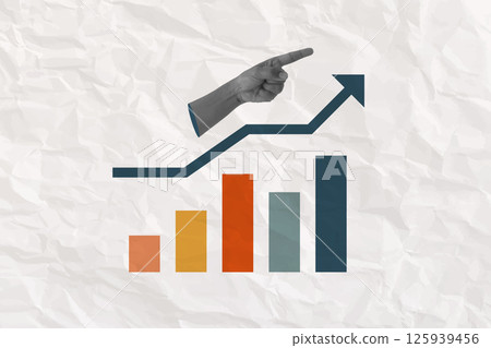 business success growth investment achievement concept collage hand halftone trendy. vector illustration leadership strategy marketing goal corporate finance development. management financial. 125939456