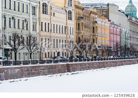 City street along the river. Saint Petersburg. Russia. 125939628