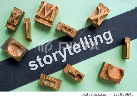 Storytelling and typographic letters. Creative writing. Storytelling and typographic letters. Creative writing. 125939643