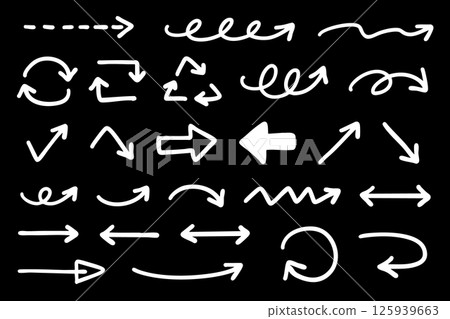 Vector pen hand drawn arrows set on white 125939663