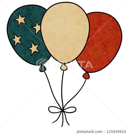 Retro Red, White, and Blue Balloons for 4th of July on Transparent Background Retro Red, White, and Blue Balloons for 4th of July on Transparent Background 125939918