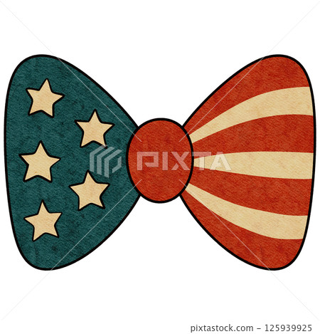 Retro American Flag Bow Tie for 4th of July on Transparent Background 125939925