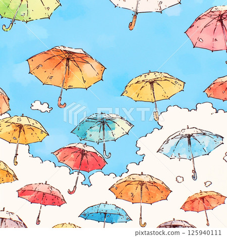 [風景/壁紙] 藍天和許多遮陽傘 125940111