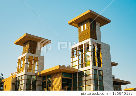 Ras al Khaimah city view, Palm-lined walkway 125940152