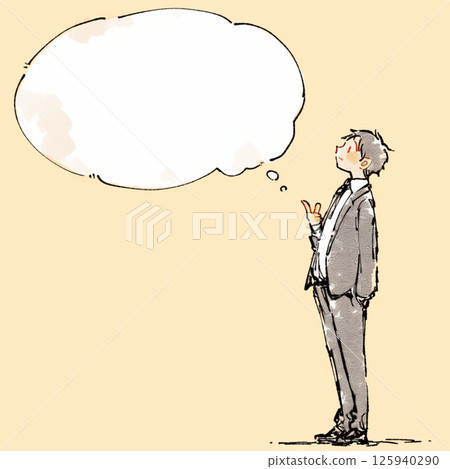 [Speech bubble] Man in a suit and speech bubble 125940290