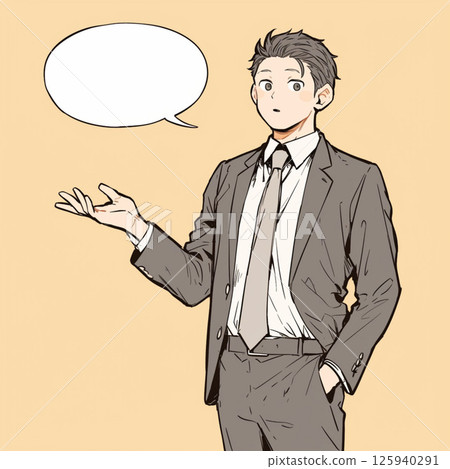 [Speech bubble] Man in a suit and speech bubble 125940291