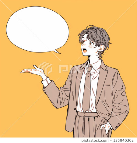 [Speech bubble] Man in a suit and speech bubble 125940302
