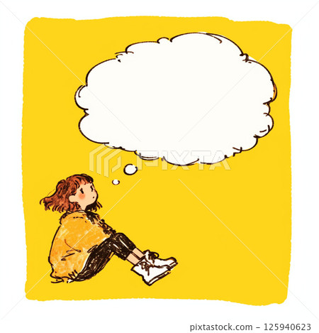 [對話泡泡] 坐著的女孩和對話泡泡 125940623