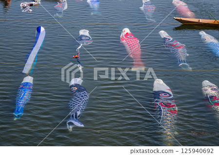 Carp streamer swimming in the water 125940692