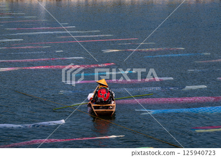 Carp streamer swimming in the water 125940723