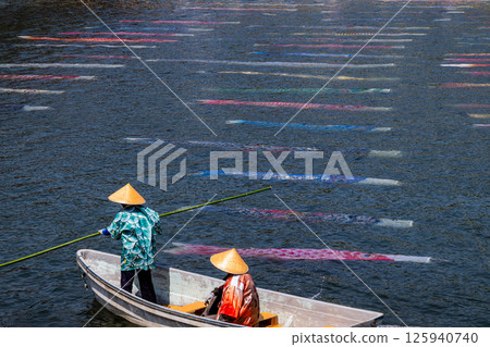 Carp streamer swimming in the water Carp streamer swimming in the water 125940740