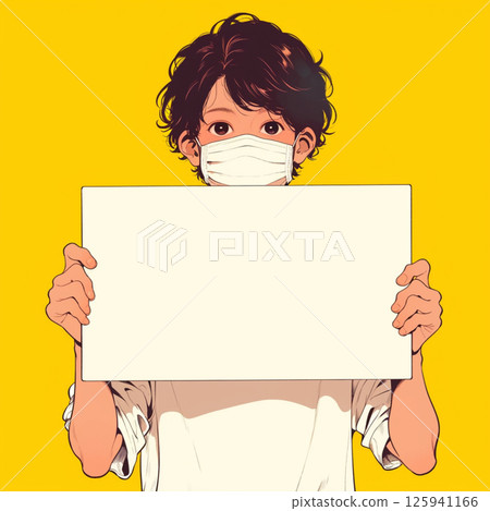 [Speech bubble] Boy wearing a mask and copy space 125941166