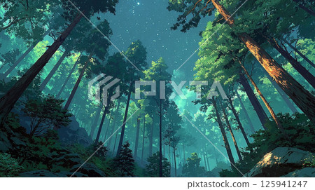 [Landscape/Wallpaper] Starry sky and forest 125941247