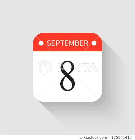 Vector icon page day calendar - 8 September month 125941413