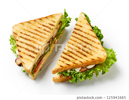 club sandwich on white background 125941665