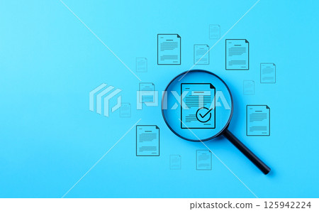 Document Review and Quality Control Concept. Document with a checkmark, quality assurance, and process control. auditing, compliance, verification, data inspection, and business workflow management. 125942224