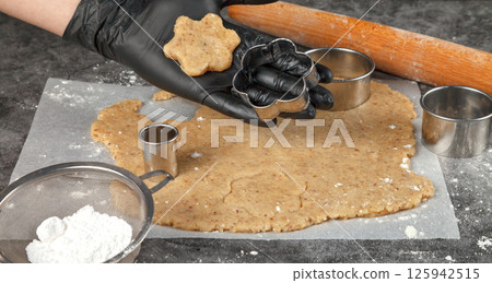 Process of baking cookies at home. Home cooking concept 125942515