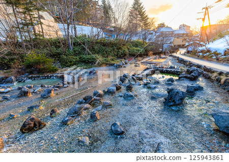 Gunma Prefecture, Agatsuma-gun, Kusatsu Onsen, Sainokawara Park in the early morning Gunma Prefecture, Agatsuma-gun, Kusatsu Onsen, Sainokawara Park in the early morning 125943861