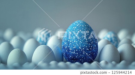 Leadership concept, individuality, blue egg. Not like everyone else. Special, idea, motivation 125944214