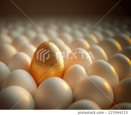 Leadership concept, individuality, golden egg. Not like everyone else. Special, idea, motivation 125944215