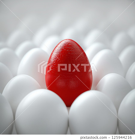 Leadership concept, individuality, red egg. Not like everyone else. Special, idea, motivation 125944216