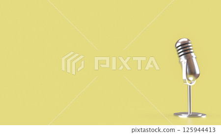 The Vintage microphone on yellow Background 3d Rendering. The Vintage microphone on yellow Background 3d Rendering. 125944413