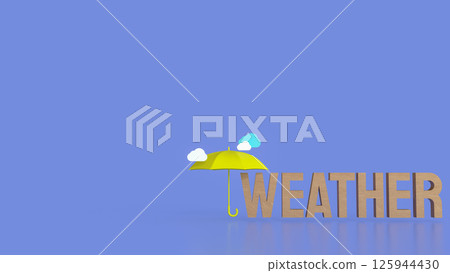 The Yellow Umbrella for weather Concept 3d Rendering. 125944430