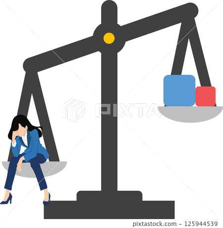 Illustration of a woman having trouble at work 125944539